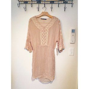 NWT - Zara Embroidered Bell Sleeve Peasant Dress